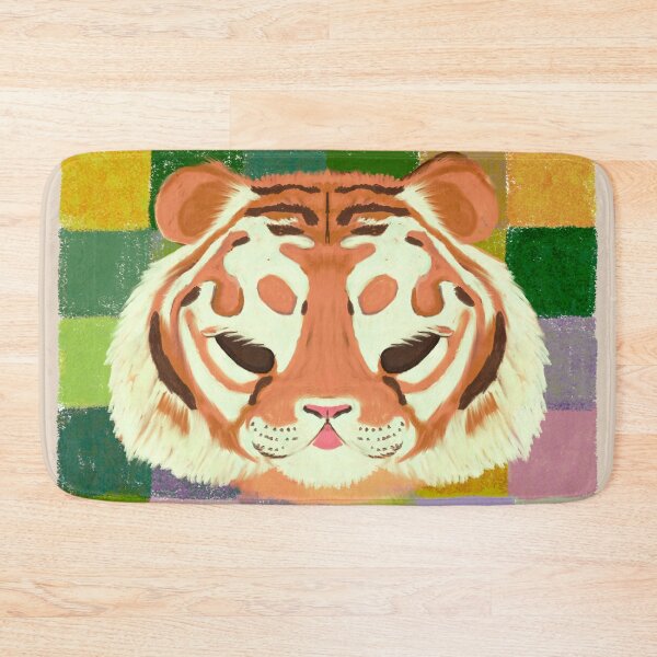 Item preview, Sleepy Tiger Portrait | Cozy Checkerboard Animal Art | Pastel Wildlife Illustration designed and sold by ghostieking.