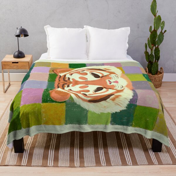 Item preview, Sleepy Tiger Portrait | Cozy Checkerboard Animal Art | Pastel Wildlife Illustration designed and sold by ghostieking.