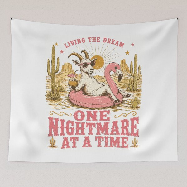 Item preview, Living The Dream One Nightmare At A Time Goat Flamingo Floatie designed and sold by Region.