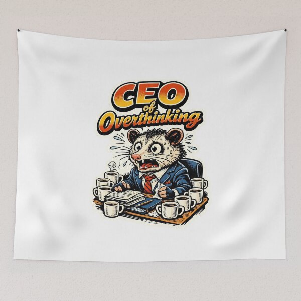 Item preview, CEO of Overthinking Opossum Funny Cartoon designed and sold by Print Loft.