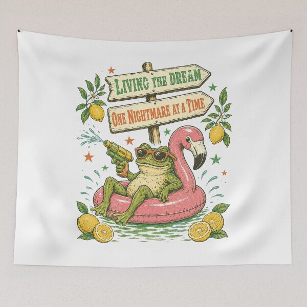 Item preview, Living The Dream One Nightmare At A Time Summer Frog Floatie designed and sold by Region.