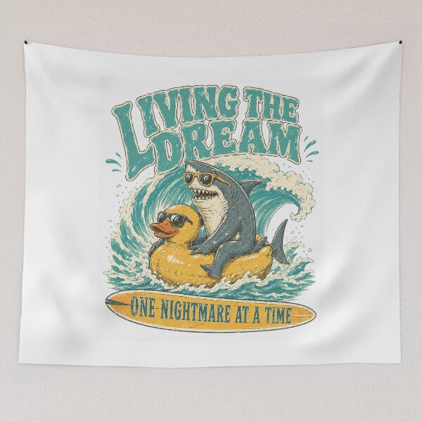 Item preview, Living The Dream One Nightmare At A Time Shark Duck Floatie designed and sold by Region.