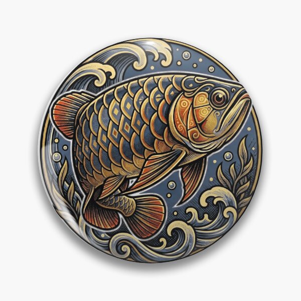 Item preview, Golden Arowana Fish Traditional Asian Art Emblem designed and sold by Munib320.
