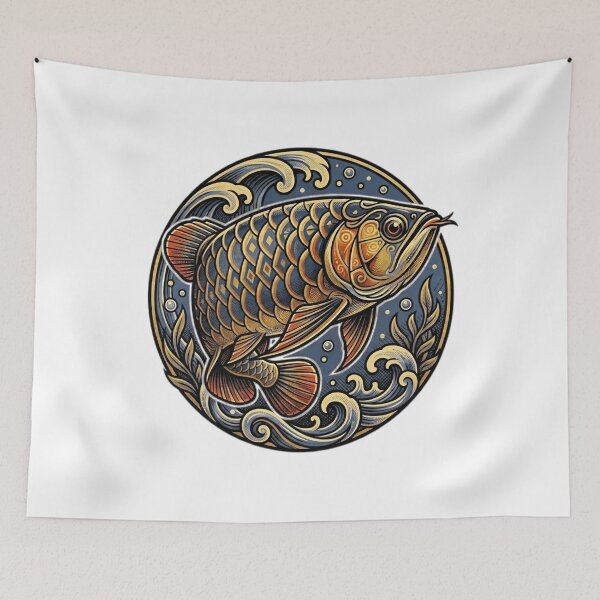 Item preview, Golden Arowana Fish Traditional Asian Art Emblem designed and sold by Munib320.