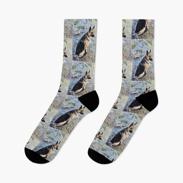 Item preview, German Shepherd enjoying the calm stream waters  designed and sold by AutuminaArt.