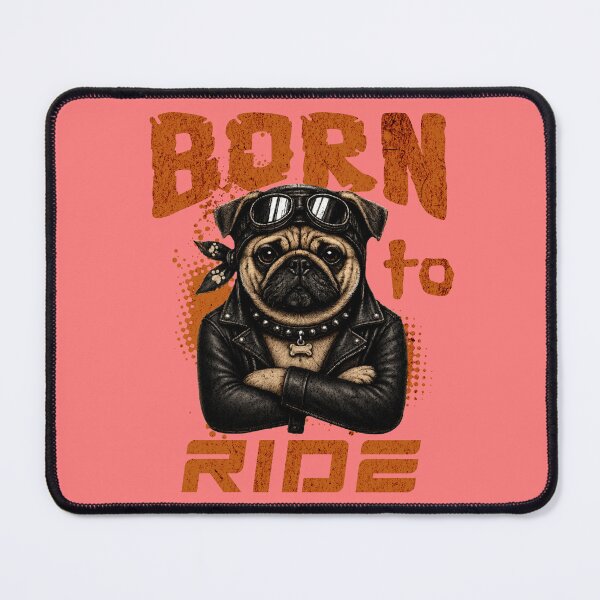 Item preview, Pug Biker Design – Born To Ride Funny Motorcycle Pug Gift designed and sold by PixelsPaws.
