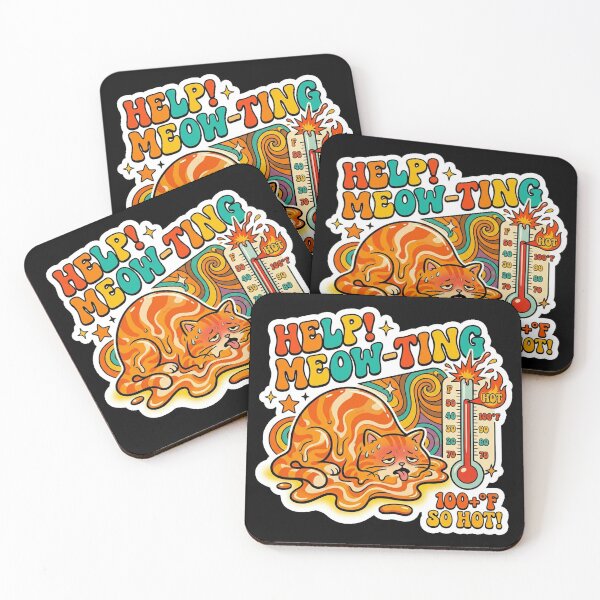 Item preview, Help Meow-ting! Funny Melting Cat Summer Humor designed and sold by Cat Meme Fund.