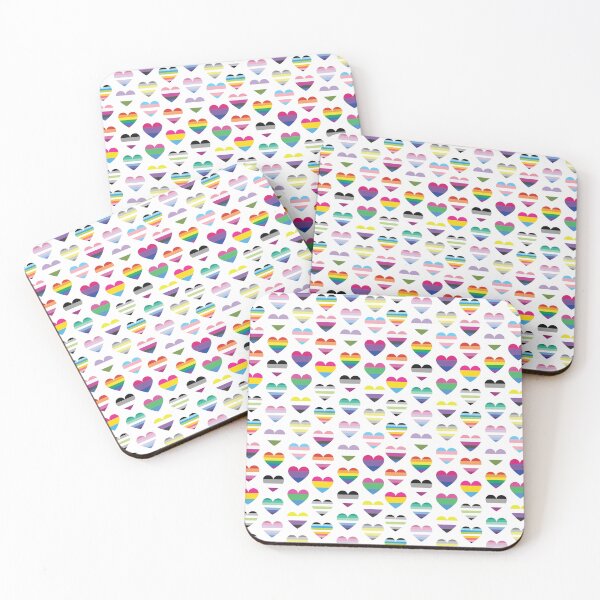Item preview, Pride Hearts Pattern | LGBTQ+ Rainbow Flag Hearts on White designed and sold by Hallowed Artistry.