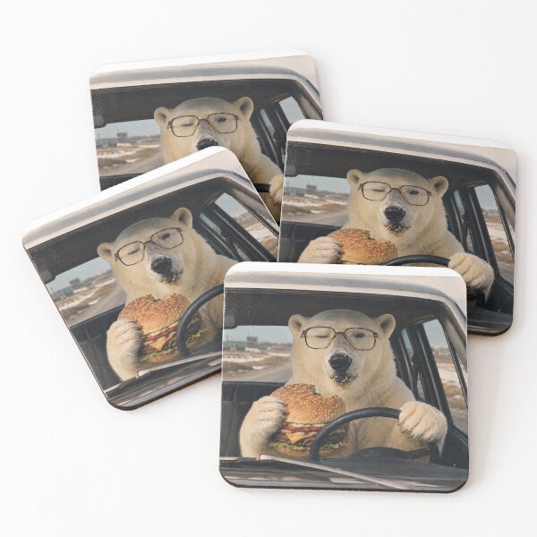 Item preview, Vintage Polar Bear Burger Driver Photo | 1980s Retro Road Trip Wildlife Parody | Funny Deadpan Animal Photography Aesthetic designed and sold by HOUSE OF TIST.