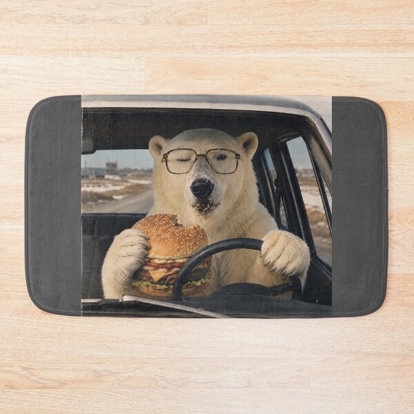 Item preview, Vintage Polar Bear Burger Driver Photo | 1980s Retro Road Trip Wildlife Parody | Funny Deadpan Animal Photography Aesthetic designed and sold by HOUSE OF TIST.