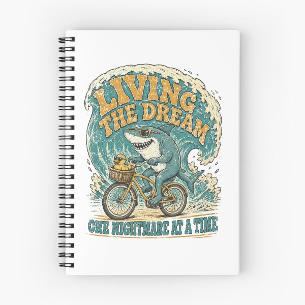 Item preview, Living The Dream One Nightmare At A Time Shark Riding Bicycle With Duck designed and sold by Region.