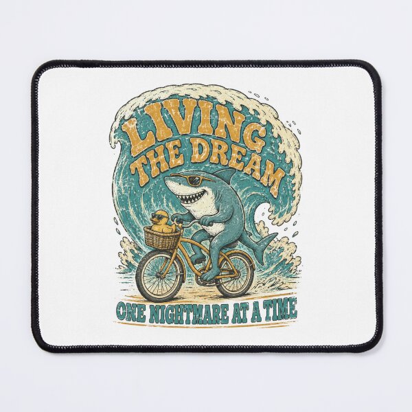 Item preview, Living The Dream One Nightmare At A Time Shark Riding Bicycle With Duck designed and sold by Region.
