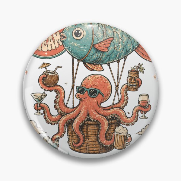 Item preview, Living The Dream One Nightmare At A Time Octopus Hot Air Balloon Fish designed and sold by Region.