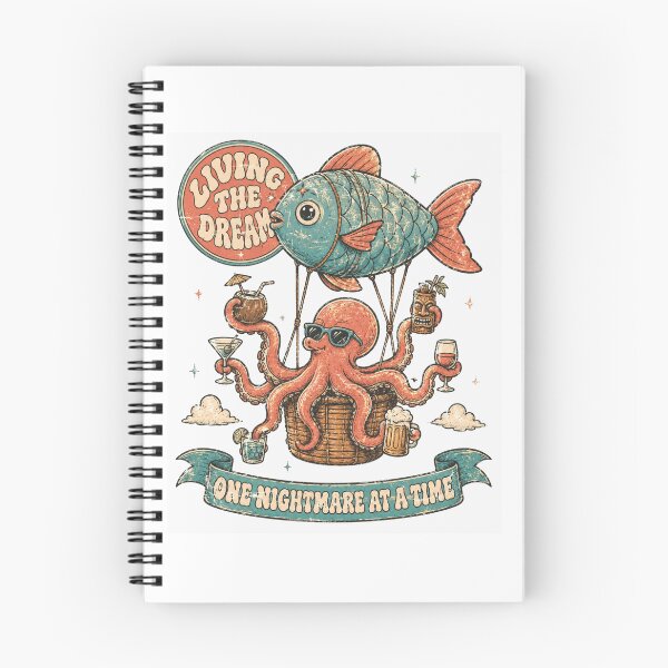 Item preview, Living The Dream One Nightmare At A Time Octopus Hot Air Balloon Fish designed and sold by Region.