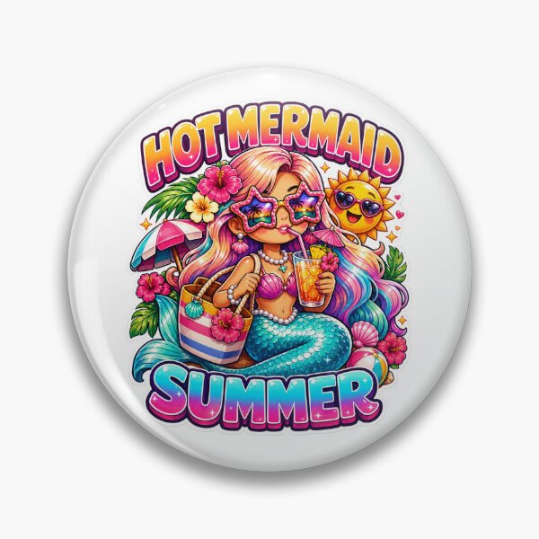 Item preview, Hot Mermaid Summer T-Shirt & Sticker – Retro Beach Mermaidcore Gift for Coastal Girls, Vacation Lovers & Summer Aesthetic Fans designed and sold by GemBob Creations.