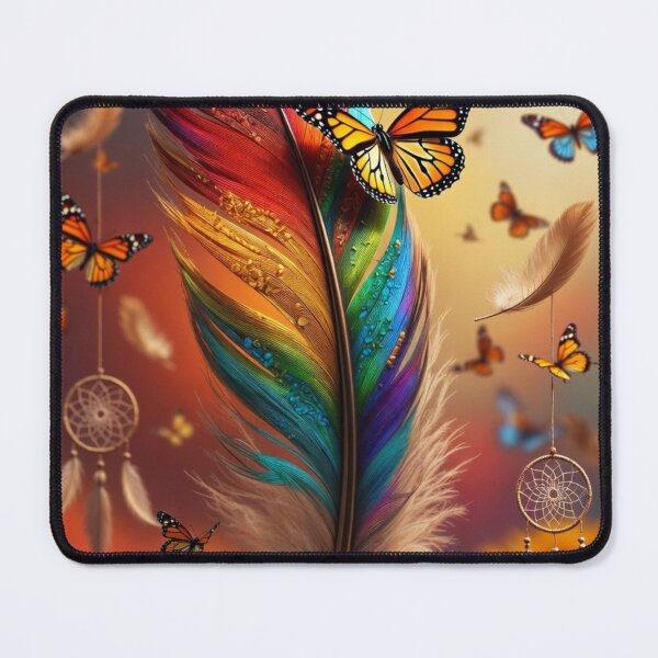 Item preview, Rainbow Feather Monarch Butterfly Dreamcatcher Art | Colorful Boho Sunflower Design designed and sold by GalleryPeak.