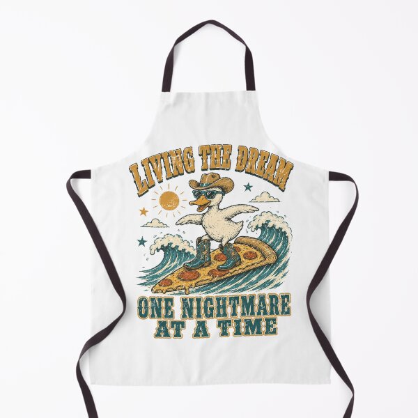 Item preview, Living The Dream One Nightmare At A Time Cowboy Duck Pizza Surfing designed and sold by Region.