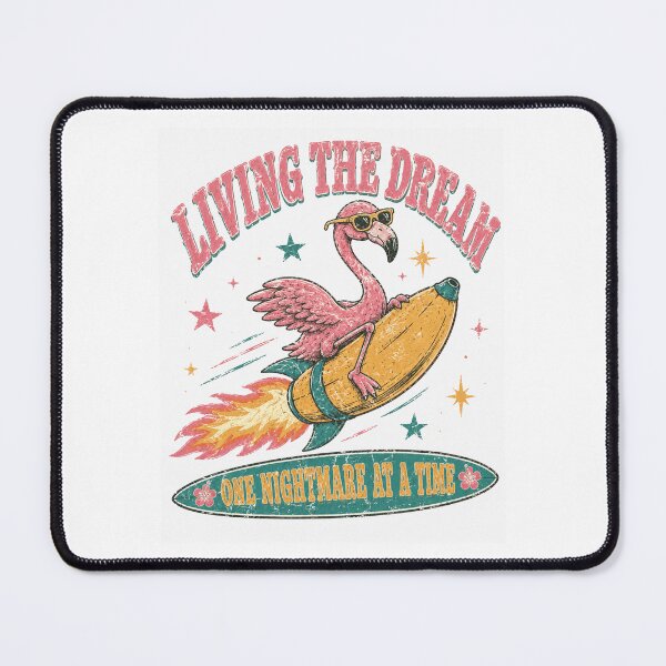 Item preview, Living The Dream One Nightmare At A Time Flamingo Rocket Surfboard designed and sold by Region.