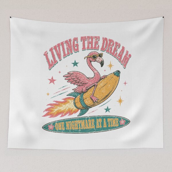 Item preview, Living The Dream One Nightmare At A Time Flamingo Rocket Surfboard designed and sold by Region.
