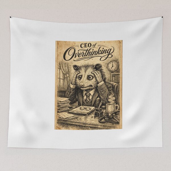 Item preview, CEO of Overthinking Opossum Vintage Engraving designed and sold by Print Loft.