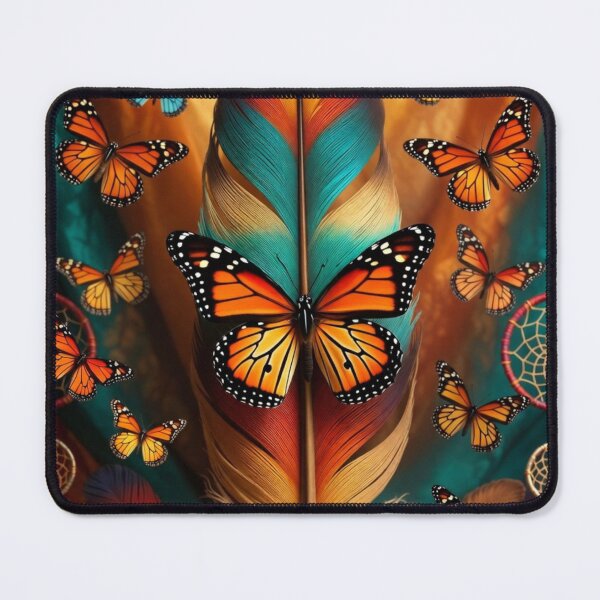 Item preview, Monarch Butterfly Feather Dreamcatcher Art | Boho Rainbow Feather Nature Design designed and sold by GalleryPeak.