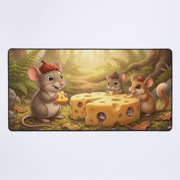 Item preview, * Whimsical Woodland Mouse Picnic Illustration – Cute Forest Friends Eating Cheese designed and sold by AirCrayons27.