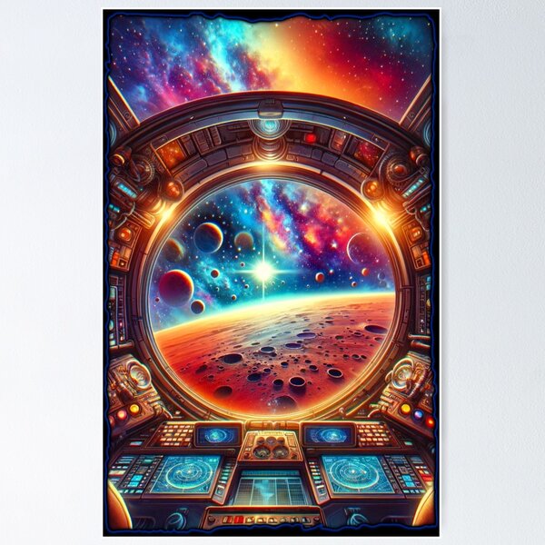 Item preview, Spaceship Cockpit Cosmic Planet View Sci-Fi Art designed and sold by PlanetEye Designs.