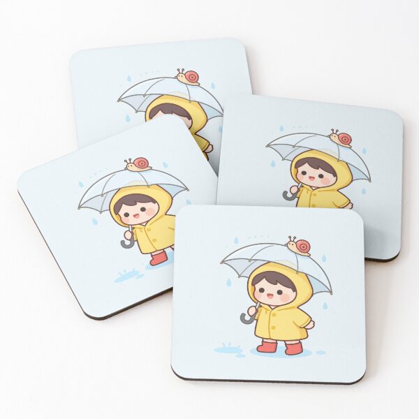 Item preview, Little Raincoat Girl with Snail Umbrella designed and sold by Webinath.