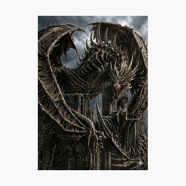 Item preview, Undead Dragon of the Fallen Kingdom | Gothic Necromancer Dragon Fantasy Art designed and sold by DrakariArt.