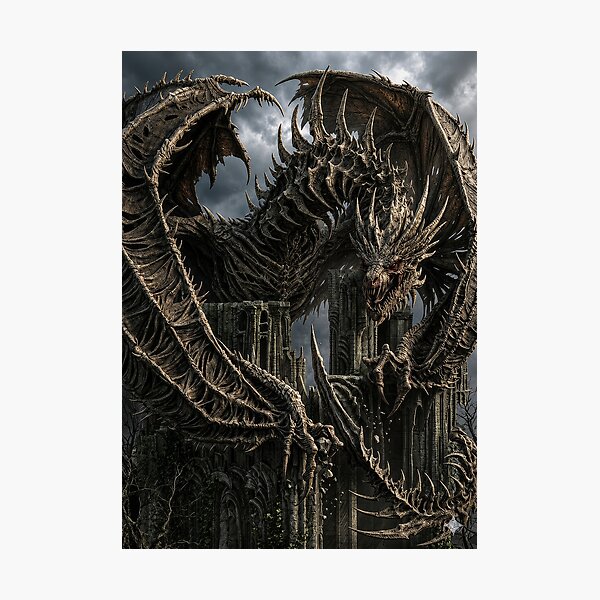 Item preview, Undead Dragon of the Fallen Kingdom | Gothic Necromancer Dragon Fantasy Art designed and sold by DrakariArt.