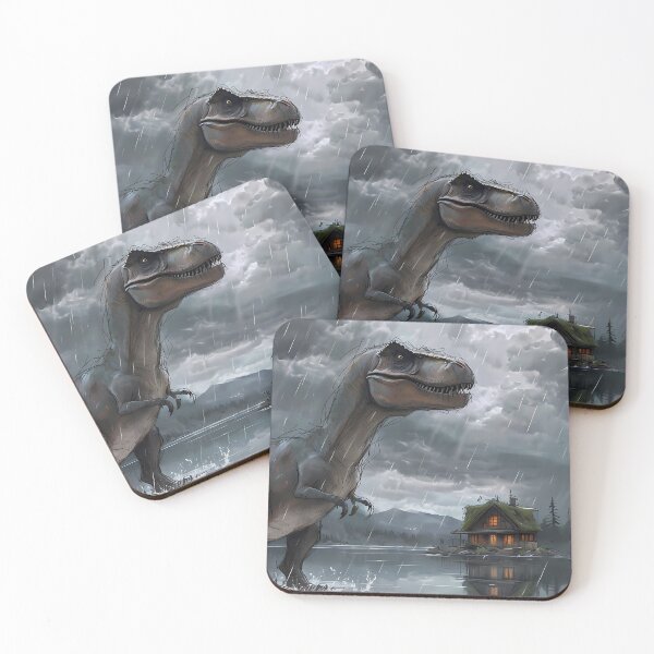 Item preview, Last Survivor - Funny Dinosaur Mountain Cabin Art designed and sold by Modern Nest Art.
