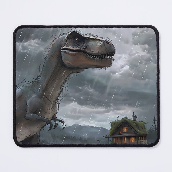 Item preview, Last Survivor - Funny Dinosaur Mountain Cabin Art designed and sold by Modern Nest Art.