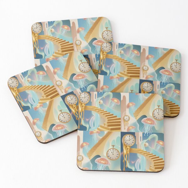 Item preview, Surreal Melting Clocks Pattern | Dreamy Jellyfish Staircase Seamless Repeat designed and sold by Midnight Veil Designs.