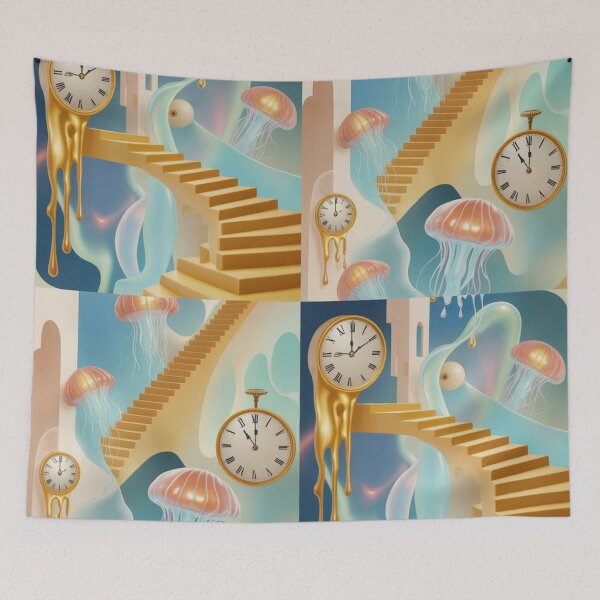 Item preview, Surreal Melting Clocks Pattern | Dreamy Jellyfish Staircase Seamless Repeat designed and sold by Midnight Veil Designs.