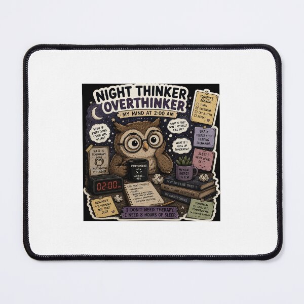 Item preview, Night Thinker Owl Meme Sticker | Funny Overthinking at 2AM Cute Owl Design designed and sold by RohitPrints.