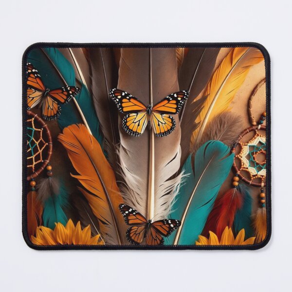 Item preview, Boho Sunflower Butterfly Feather Art | Dreamcatcher Nature Illustration designed and sold by GalleryPeak.