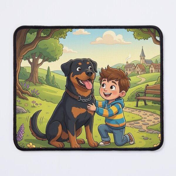 Item preview, Best Friends Forever: A Young Boy and His Rottweiler in a Peaceful Park designed and sold by AirCrayons27.
