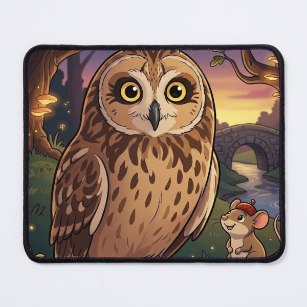 Item preview, Enchanted Forest Friends: Owl and Mouse Whimsical Illustration designed and sold by AirCrayons27.