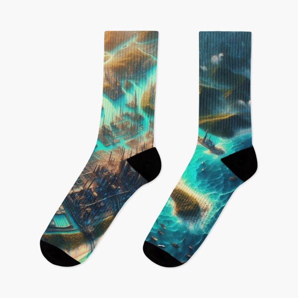 Item preview, Futuristic City Grid Turquoise Waterways AI Art Wall Decor designed and sold by IRON SIREN.