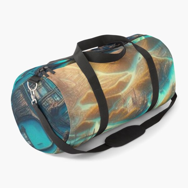 Item preview, Futuristic City Grid Turquoise Waterways AI Art Wall Decor designed and sold by IRON SIREN.