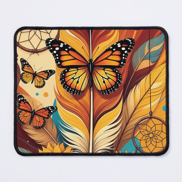 Item preview, Boho Monarch Butterfly Feather Art | Sunflower Dreamcatcher Illustration designed and sold by GalleryPeak.