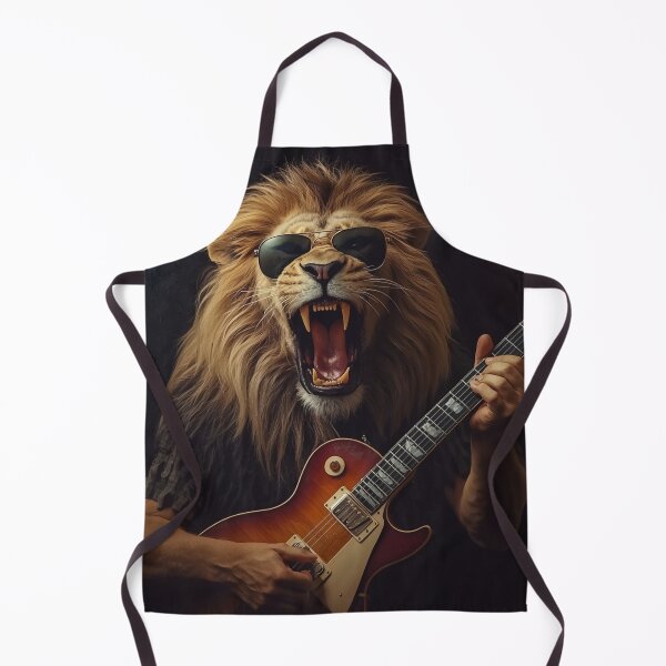 Item preview, Roaring Lion Playing Electric Guitar Rock Music Dark Art T-Shirt designed and sold by SunnyDesign82.