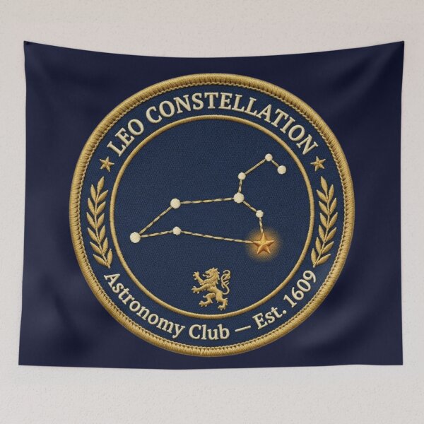 Item preview, Leo Constellation Vintage Astronomy Badge Patch designed and sold by CalmCapy Co.