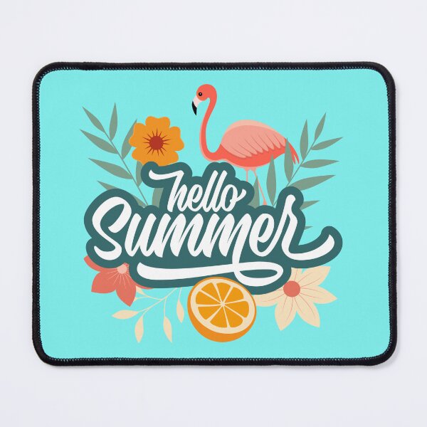 Item preview, Hello Summer Pink Flamingo Tropical Flowers Orange Slice designed and sold by SolutionsArt.