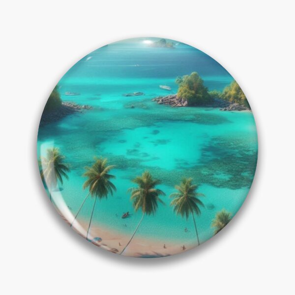 Item preview, Tropical Paradise Turquoise Beach Island AI Art Wall Decor designed and sold by IRON SIREN.