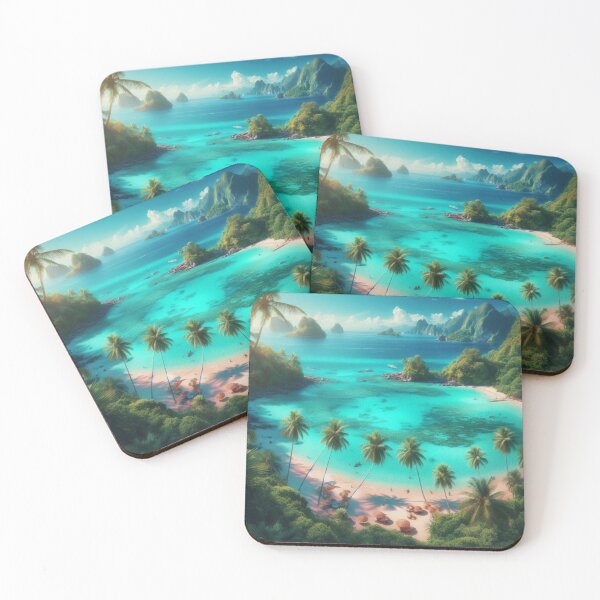 Item preview, Tropical Paradise Turquoise Beach Island AI Art Wall Decor designed and sold by IRON SIREN.