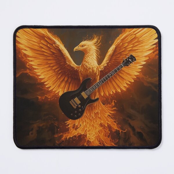 Item preview, Phoenix Rising Flames Electric Guitar Dark Rock Art T-Shirt designed and sold by SunnyDesign82.