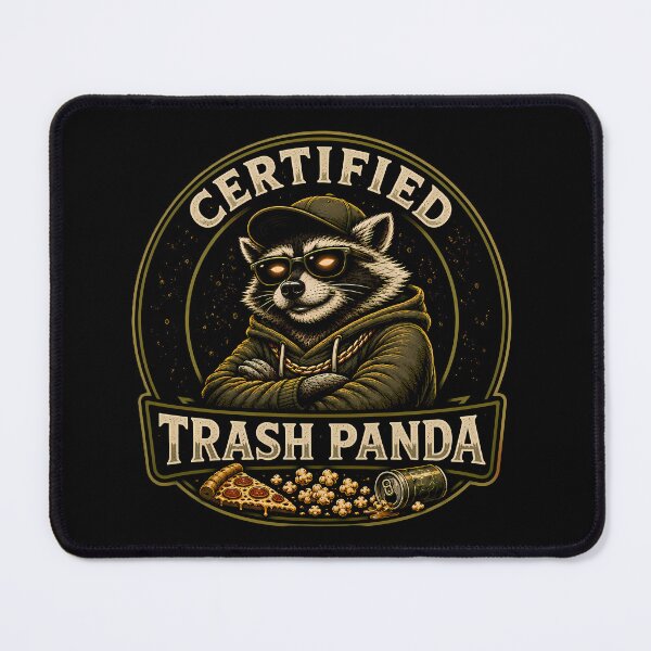 Item preview, Certified Trash Panda Vintage Raccoon Mascot Graphic T-Shirt designed and sold by clockedoutwearshop.