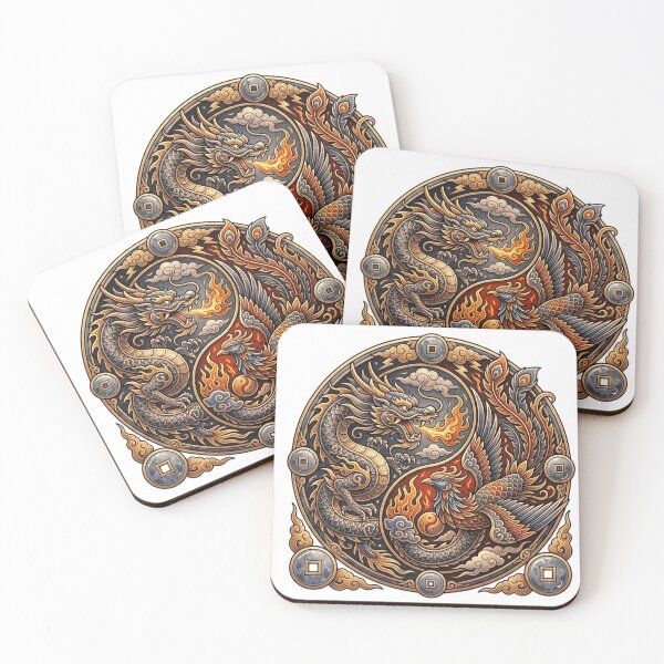 Item preview, Majestic Dragon and Phoenix Yin Yang Gold Emblem designed and sold by Munib320.