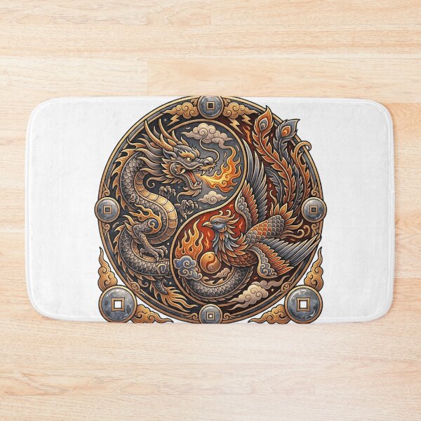 Item preview, Majestic Dragon and Phoenix Yin Yang Gold Emblem designed and sold by Munib320.